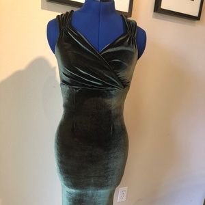 Modcloth Lady Love Song Velvet Dress in Olive